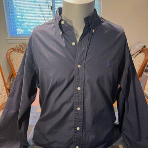Ralph Lauren Custom Fit Navy Blue Button Down Shirt XL Polo Classic